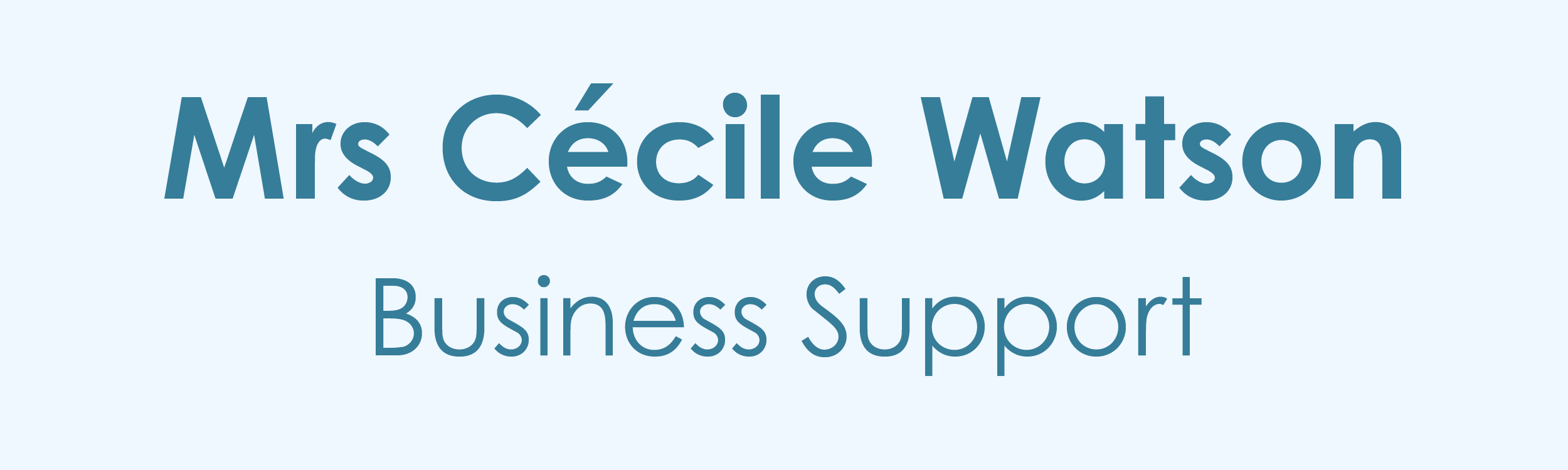A title plaque for the picture of Mrs Cécile Watson, Business Support