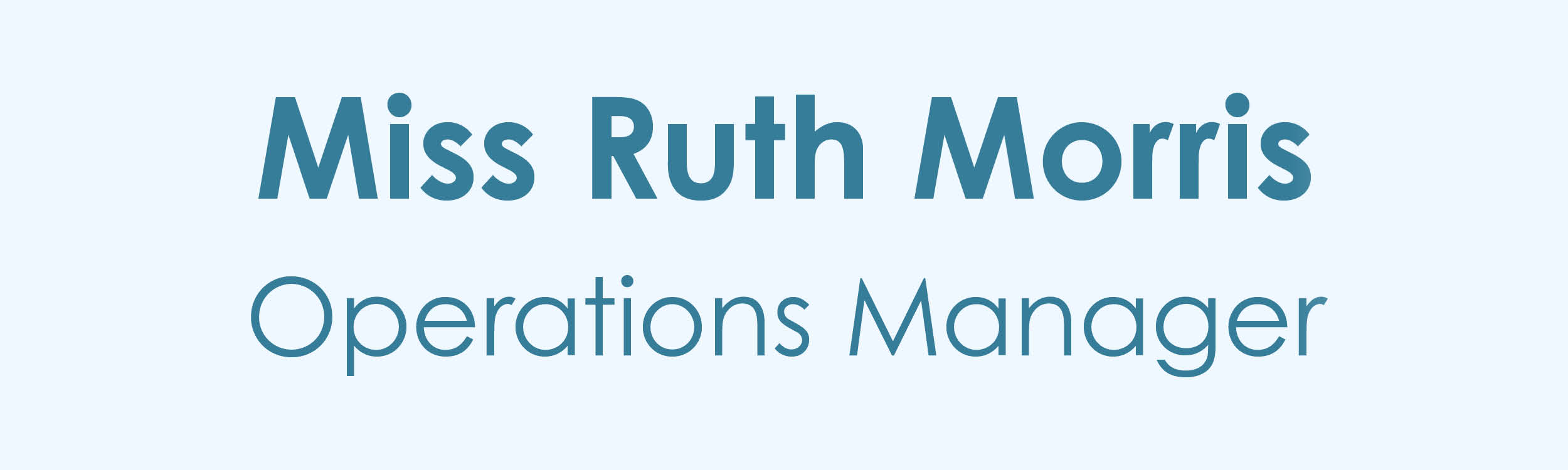 A title plaque for the picture of Ruth Morris, Director, Operations